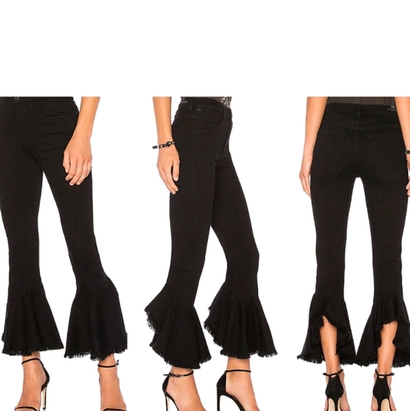 Citizens Of Humanity Denim - Citizens Of Humanity Drew Flounce High Rise Black Flared Raw Hem Jeans 28 NWTs